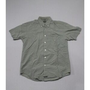 Nautica Button Shirt Mens Large Blue Yellow Plaid Good Short Sleeve Preppy